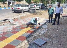 ادامه عملیات اجرایی موزائیک فرش بلوار جهاد